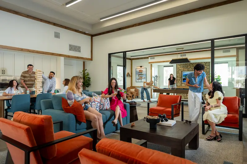 Tenants in Lounging in Clubhouse of Terra Vista Apartments