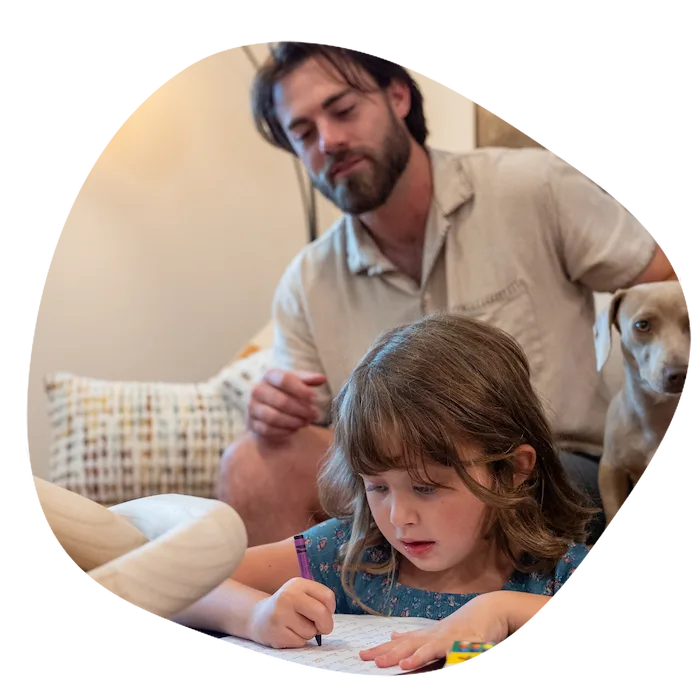 Father and Daughter Drawing Together at Terra Vista Apartments