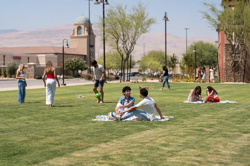 Grass Field with Tenants Enjoying the Sun at Terra Vista