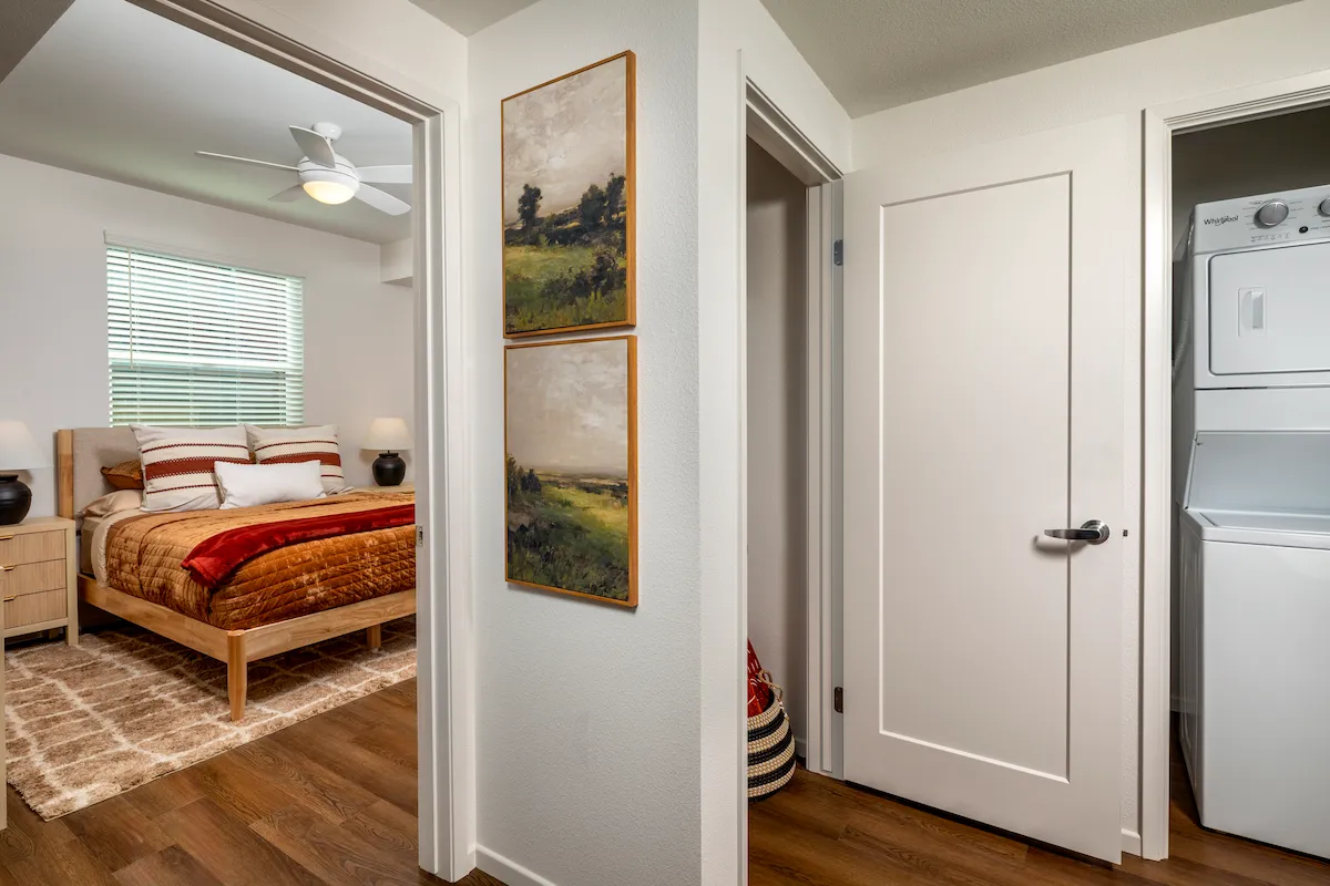 One bedroom apartment hallway fully furnished