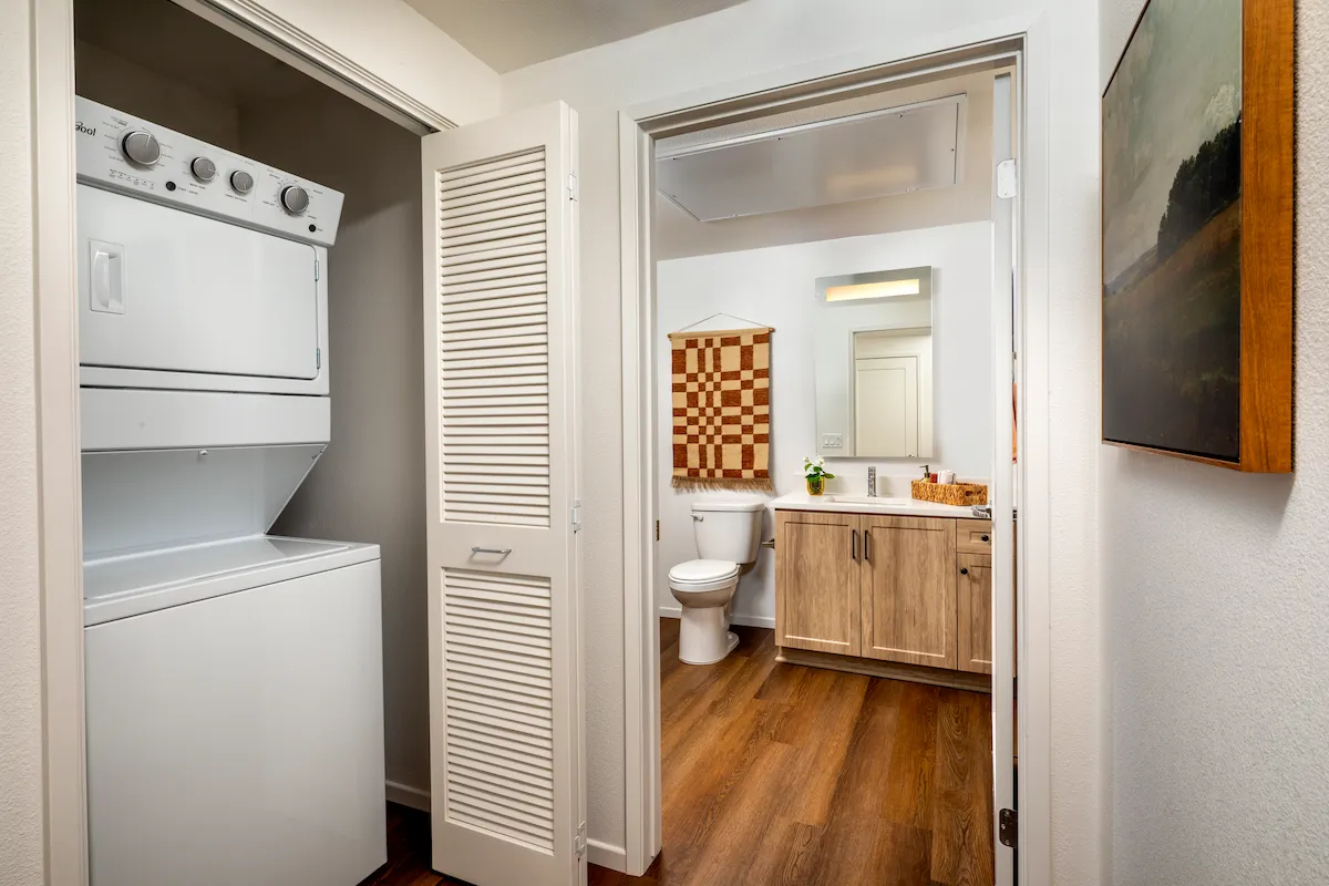Laundry room of one bedroom apartment