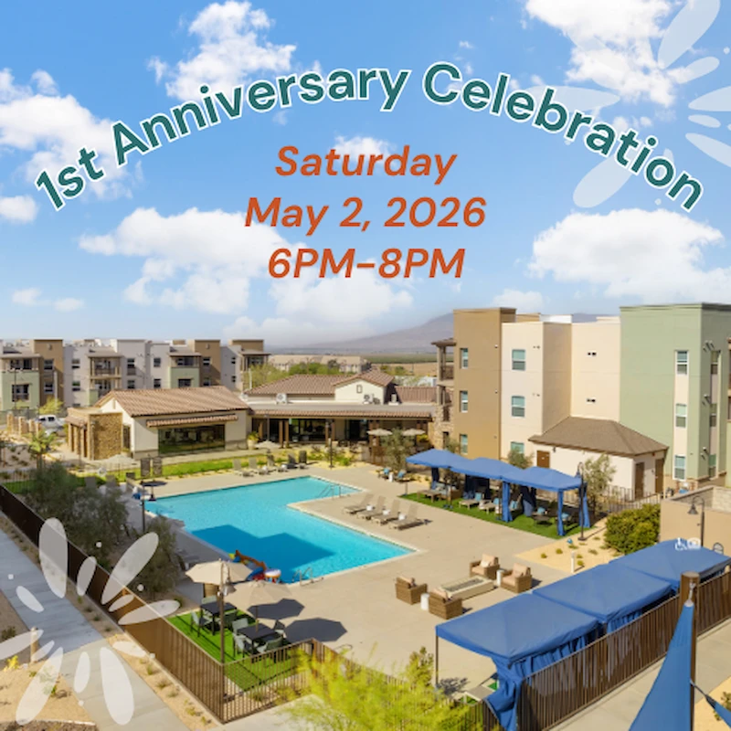 Terra Vista Apartments 1st anniversary celebration square banner